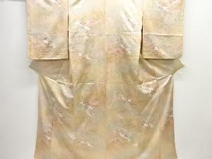 片輪車に花模様小紋着物(重ね衿付き)